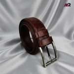 Crocodile Design Leather Belt – Chocolate