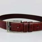 Crocodile Design Leather Belt – Chocolate - Image 4