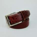 Crocodile Design Leather Belt – Chocolate - Image 3