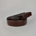 Auto Brockless Plain Leather Belt – Chocolate - Image 4
