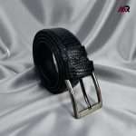 Pati Pattern Design Leather Belt – Black