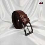 Pati Pattern Design Leather Belt – Brown