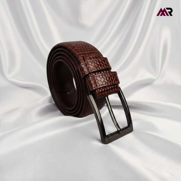 Pati Pattern Design Leather Belt – Brown
