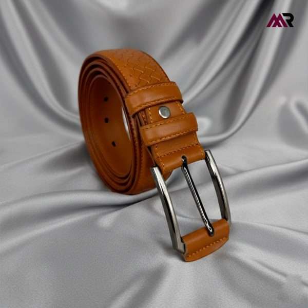 Pati Pattern Design Leather Belt – Mustard