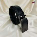 Auto Brockless Embossed Leather Belt – Black