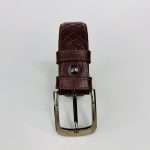 Cross Line Pattern Leather Belt – Chocolate - Image 4