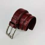 Crocodile Design Leather Belt – Chocolate - Image 2