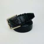 Cross Line Pattern Leather Belt – Black - Image 3