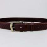Cross Line Pattern Leather Belt – Chocolate - Image 5