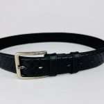 Cross Line Pattern Leather Belt – Black - Image 5